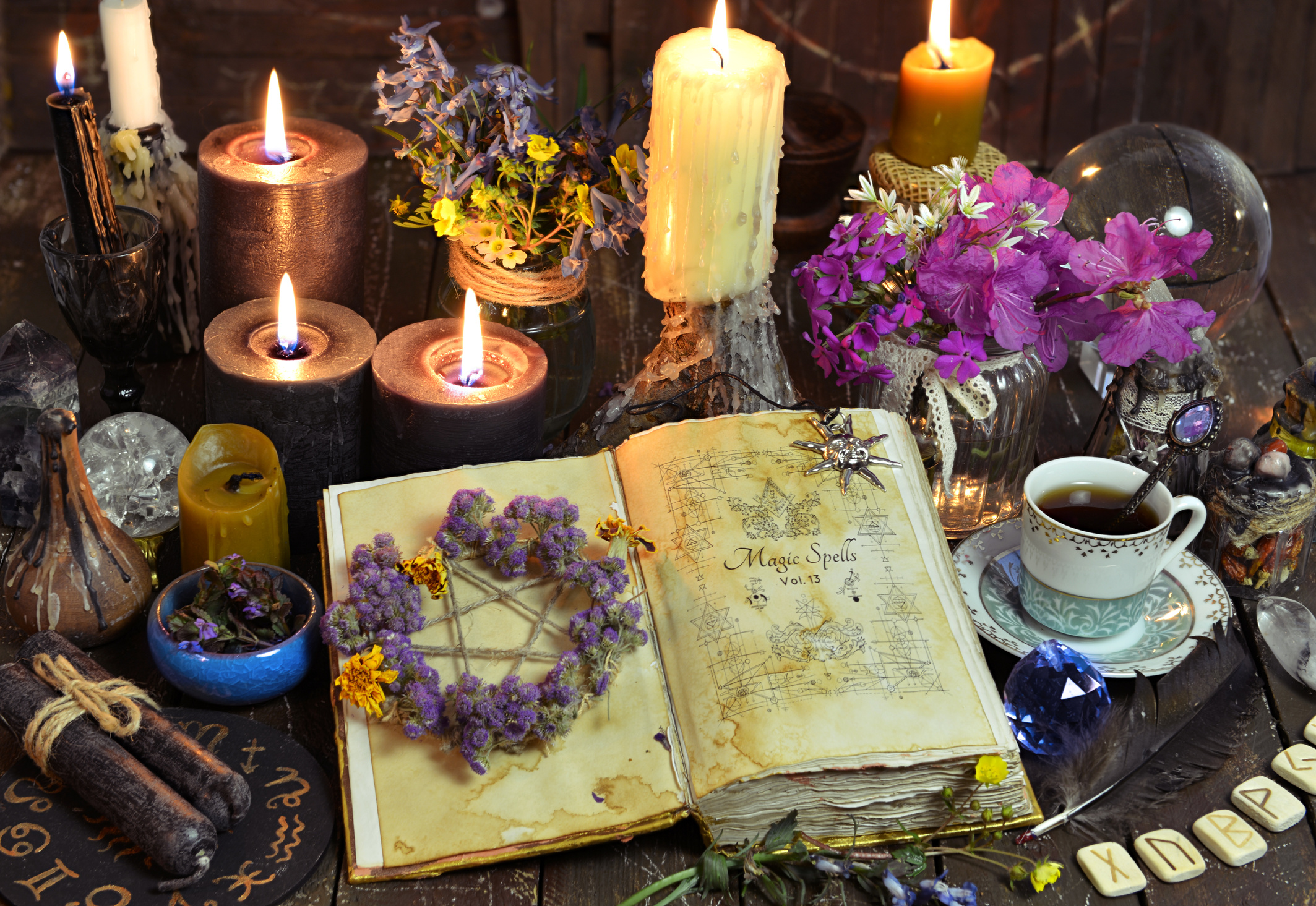 Mystic Still Life with Magic Objects, Esoteric, Occult and Wicca Concept